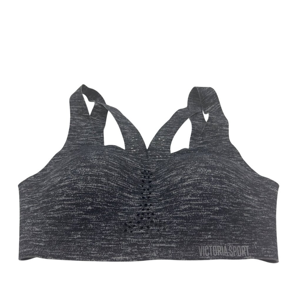 Victoria Sport Front Vent Racerback Sports Bra Medium Support 32C Heather Black